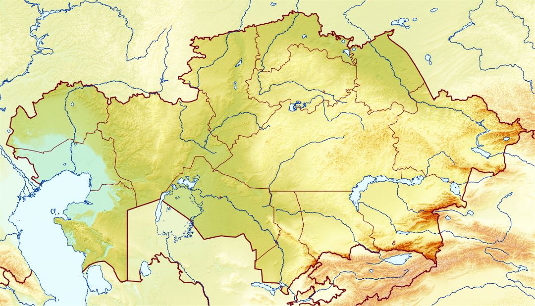 Large relief map of Kazakhstan