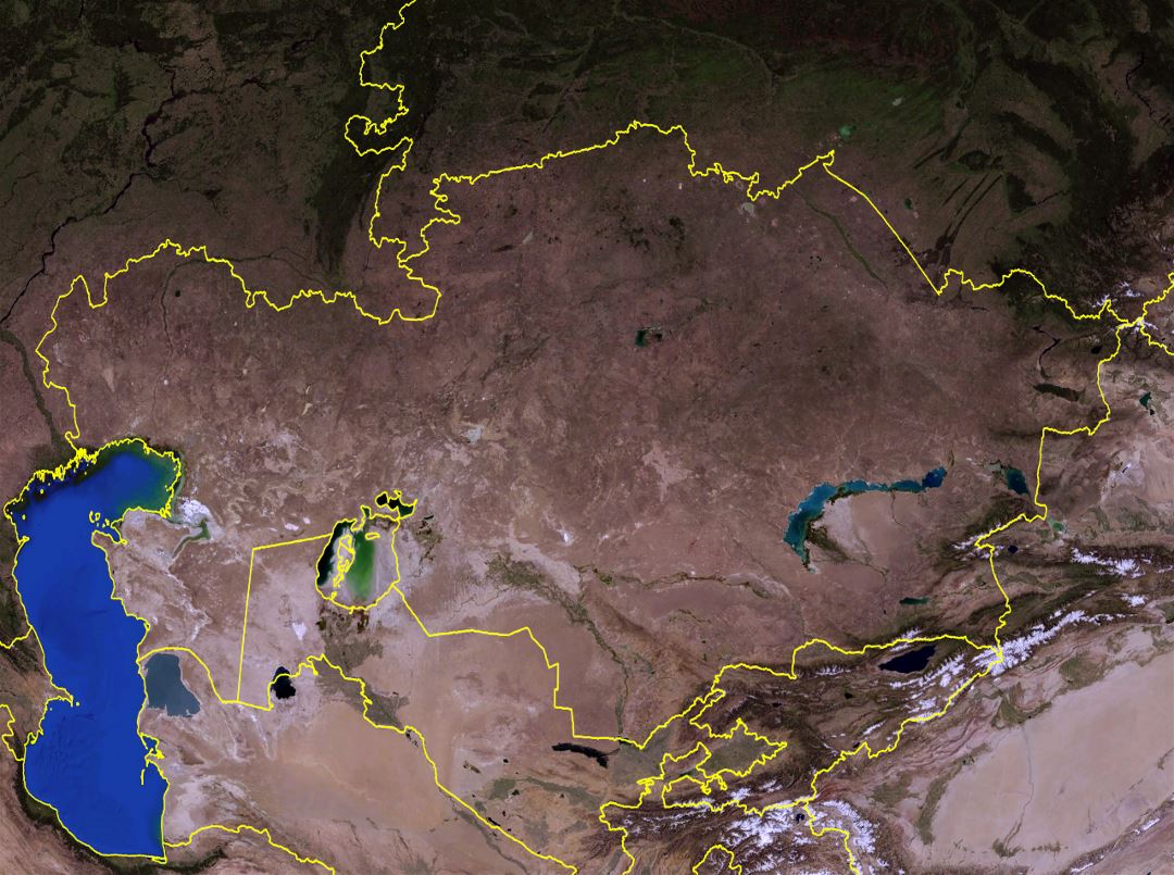 Large satellite map of Kazakhstan