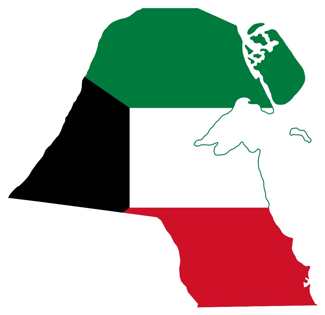 Large flag map of Kuwait