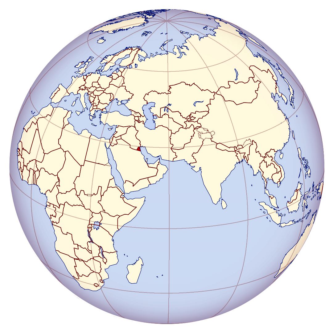 Large location map of Kuwait in Middle East