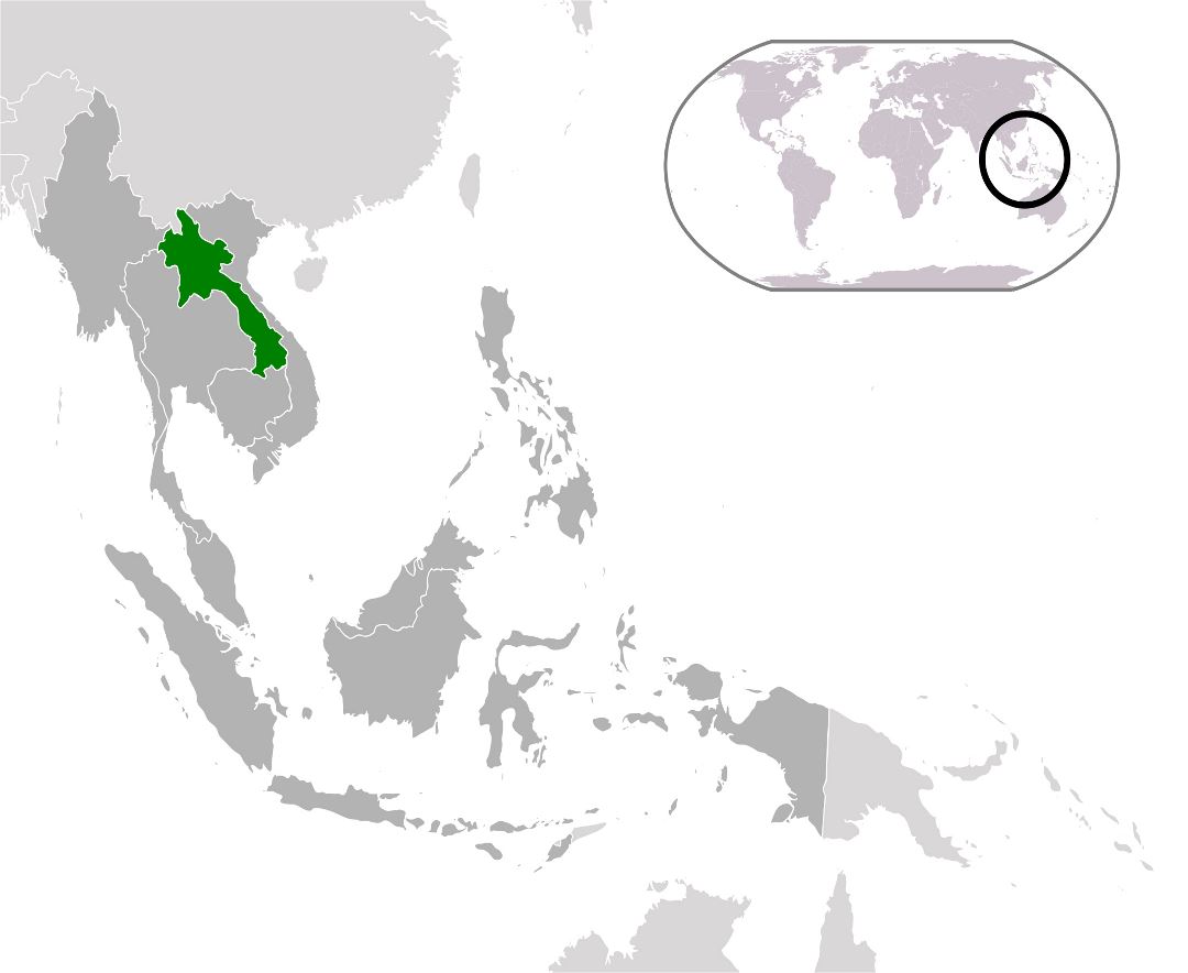 Large location map of Laos
