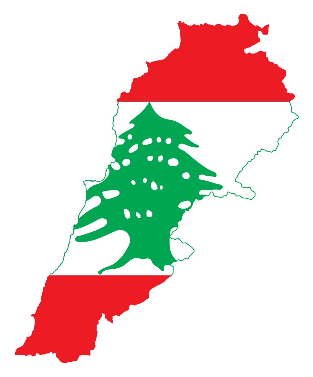 Large flag map of Lebanon