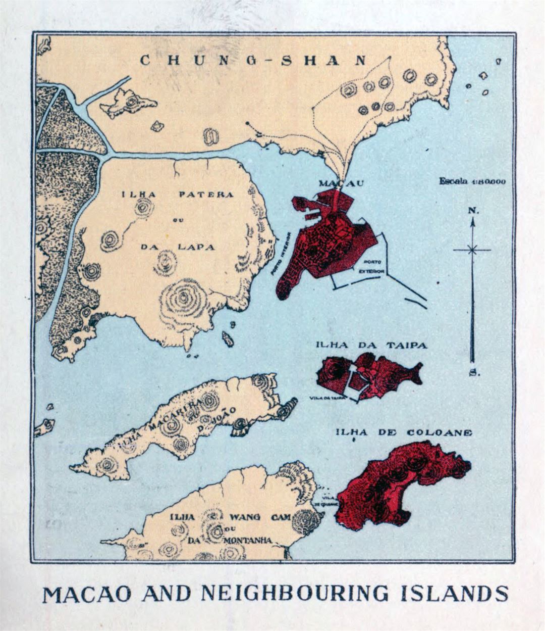 Detailed map of Macau and neighbouring islands