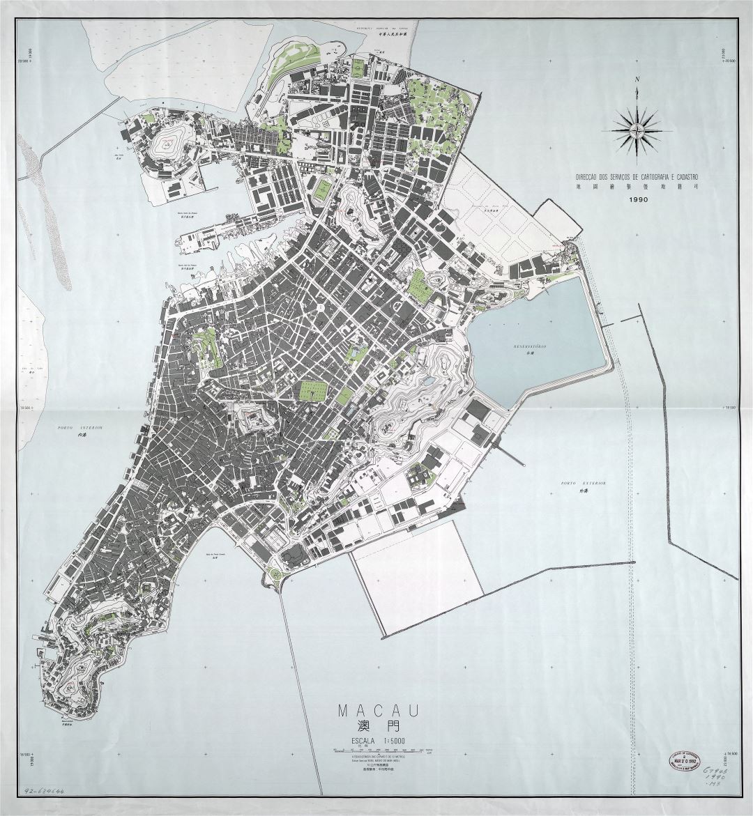 Large detailed general map of Macau - 1990