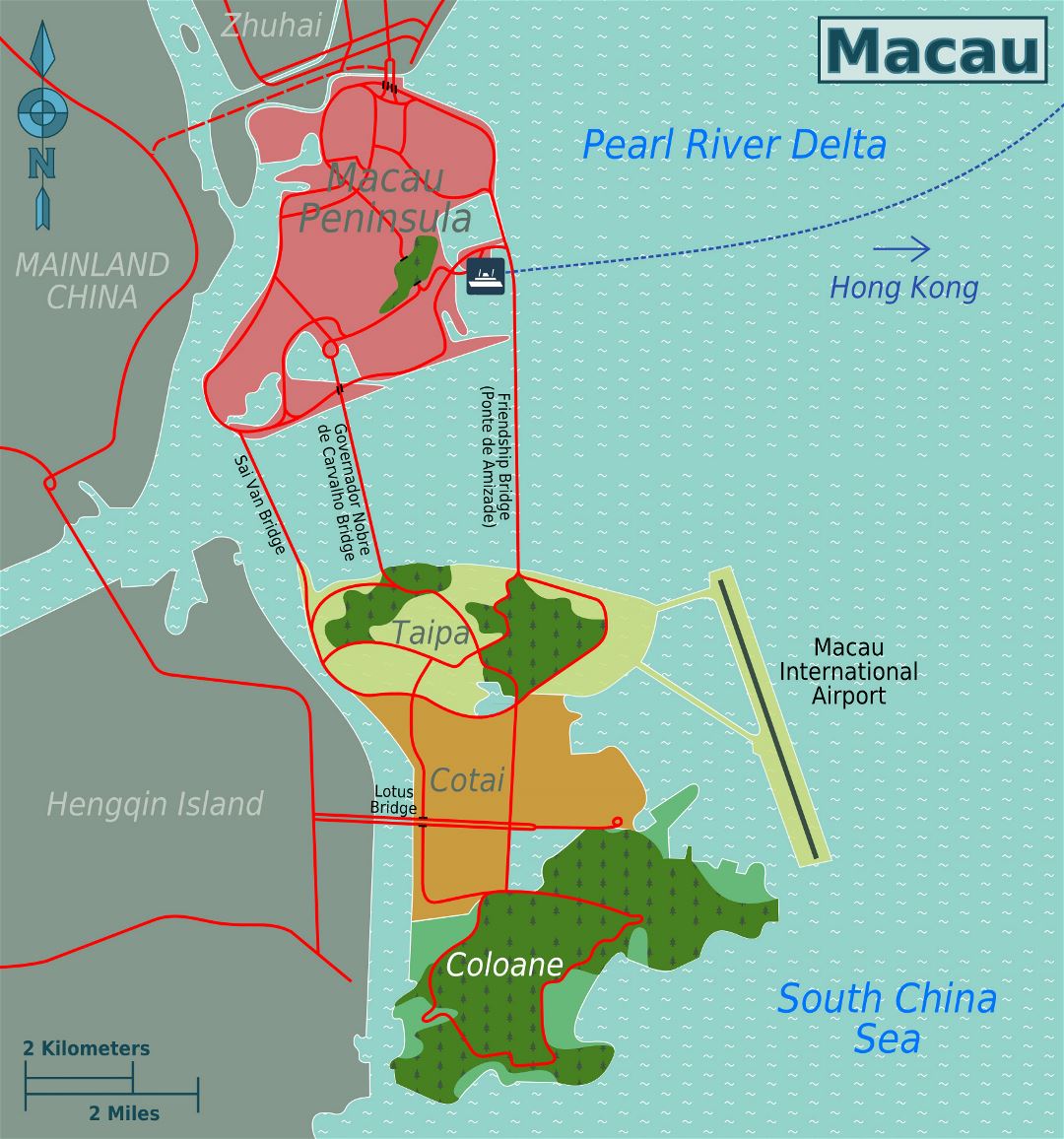 Large districts map of Macau