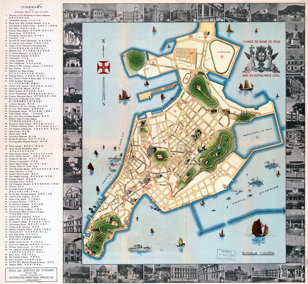 Large scale tourist map of Macau