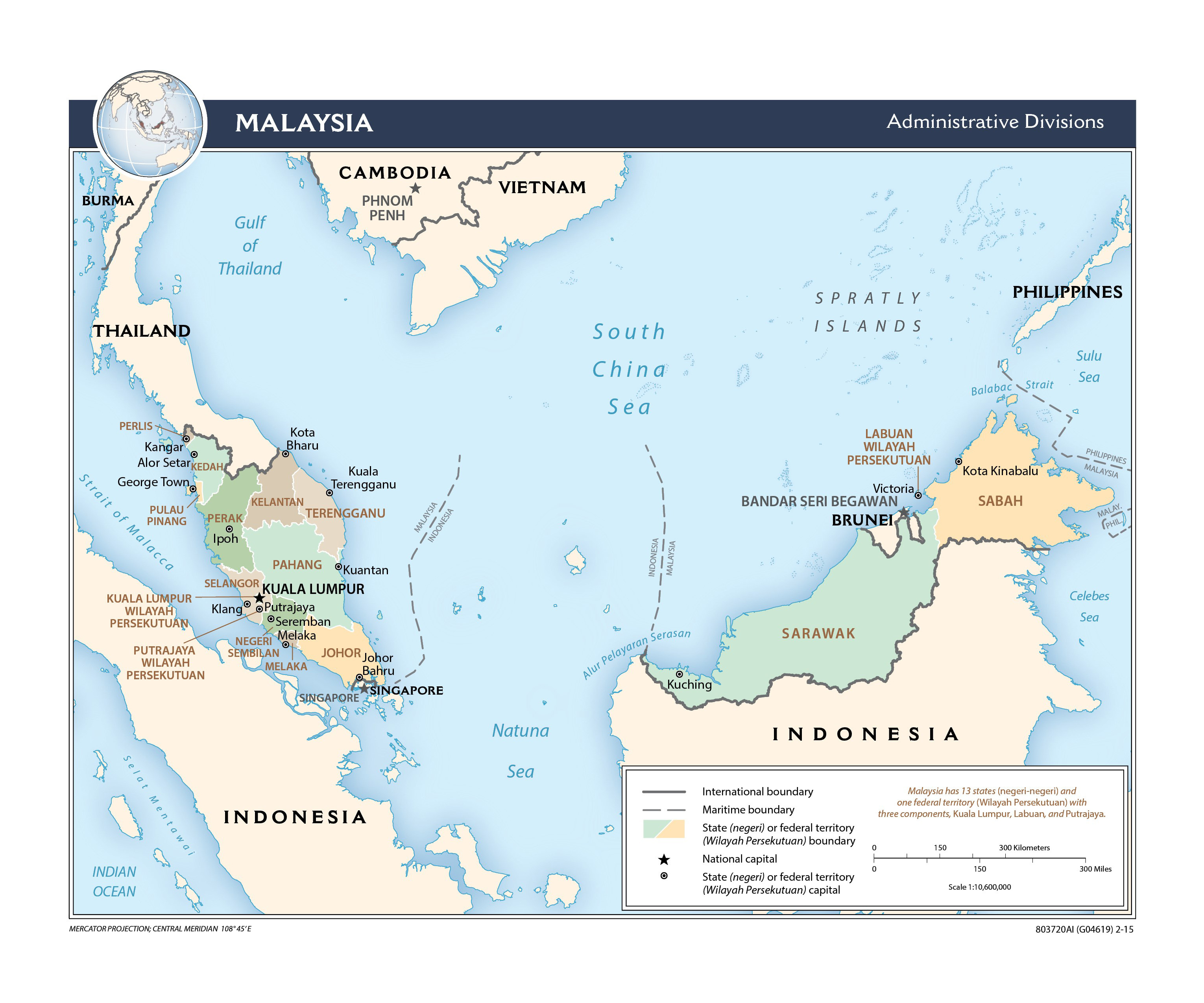 Large Detailed Administrative Divisions Map Of Malaysia 2015