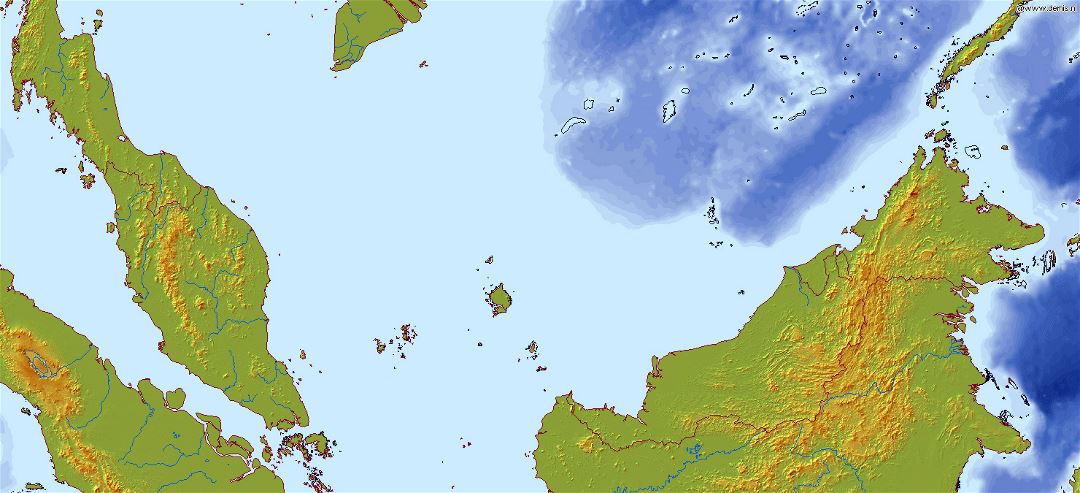 Large relief map of Malaysia