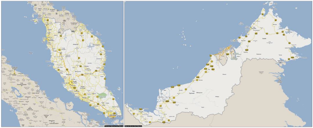 Large road map of Malaysia with cities