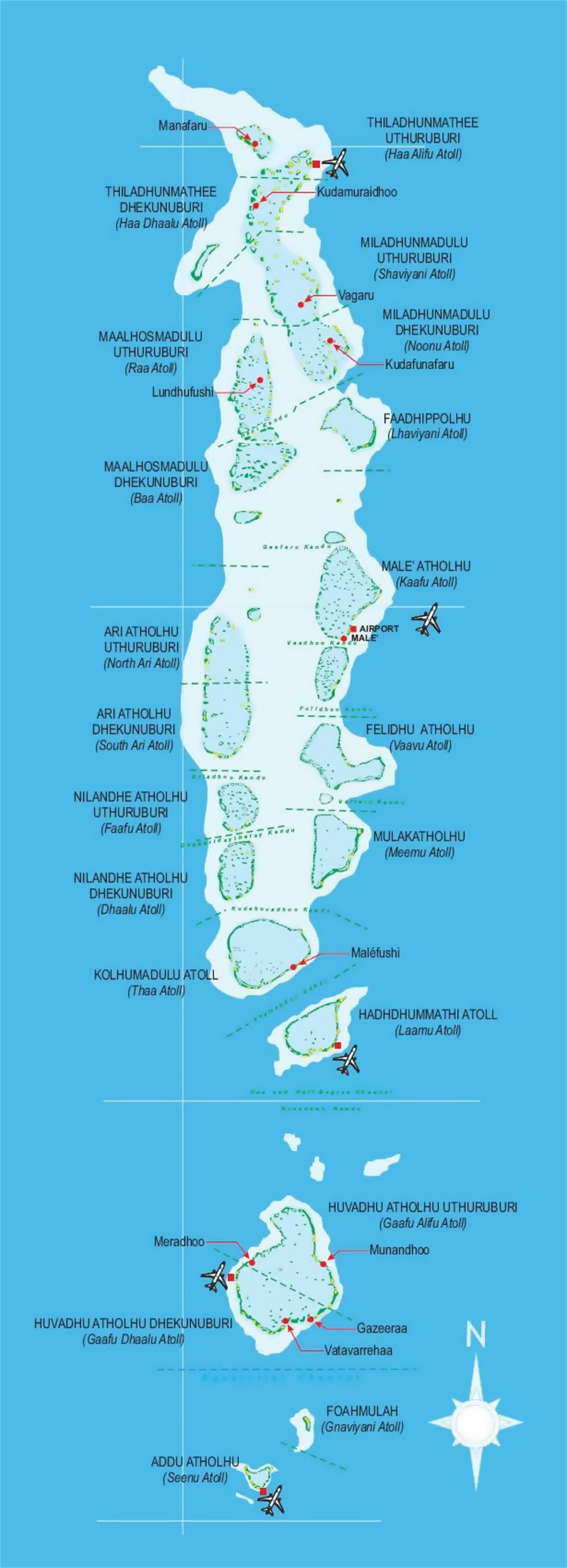 Detailed map of Maldives with airports
