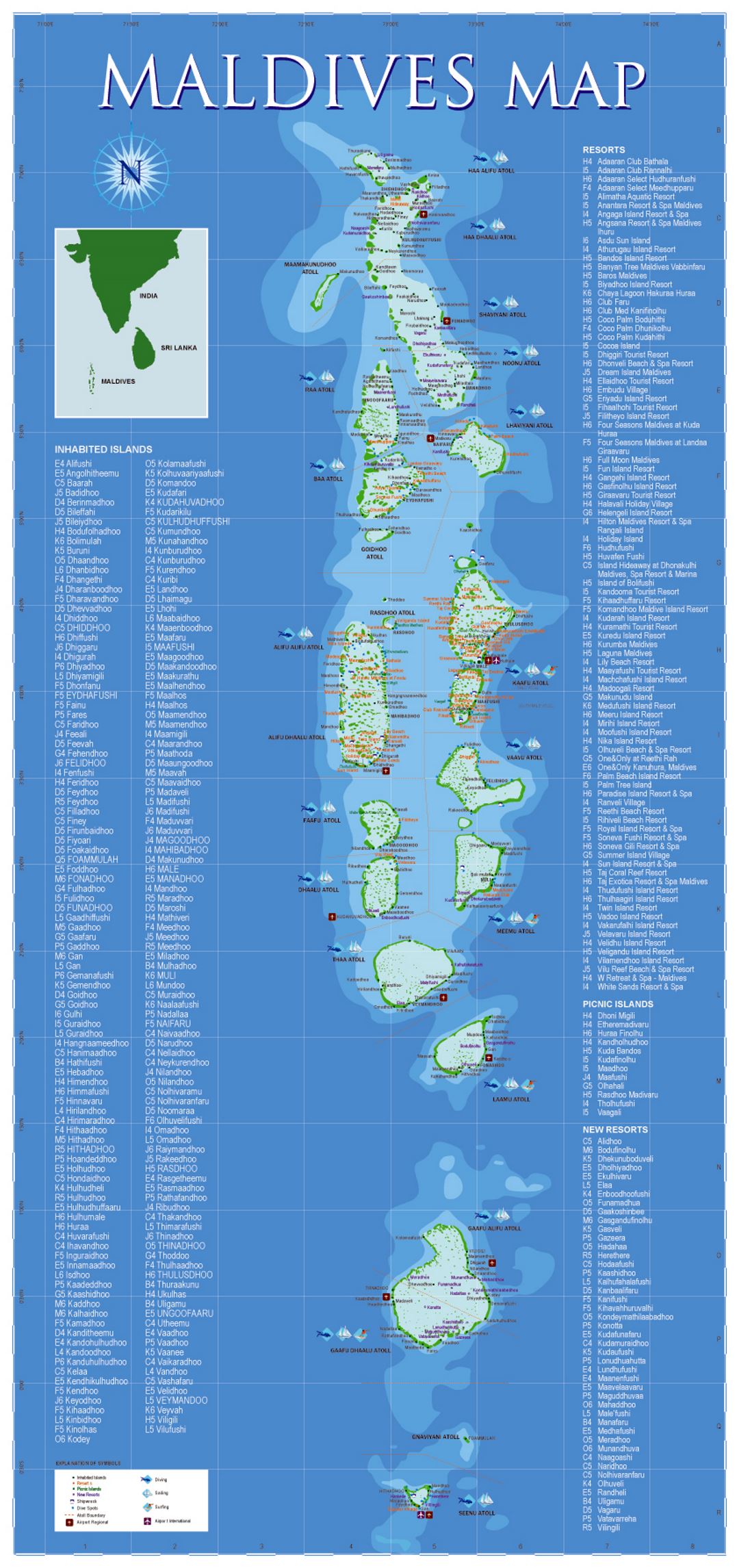 Detailed travel map of Maldives | Maldives | Asia ...