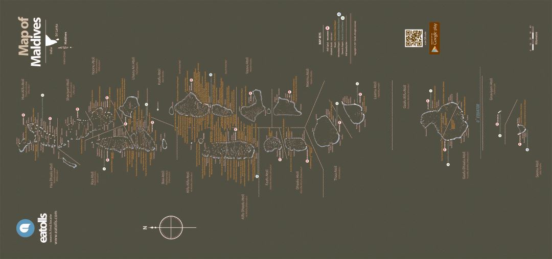 Large scale map of Maldives