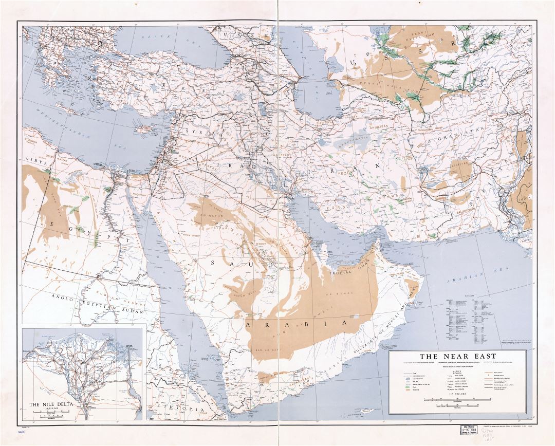 Large scale detailed map of the Near East - 1952