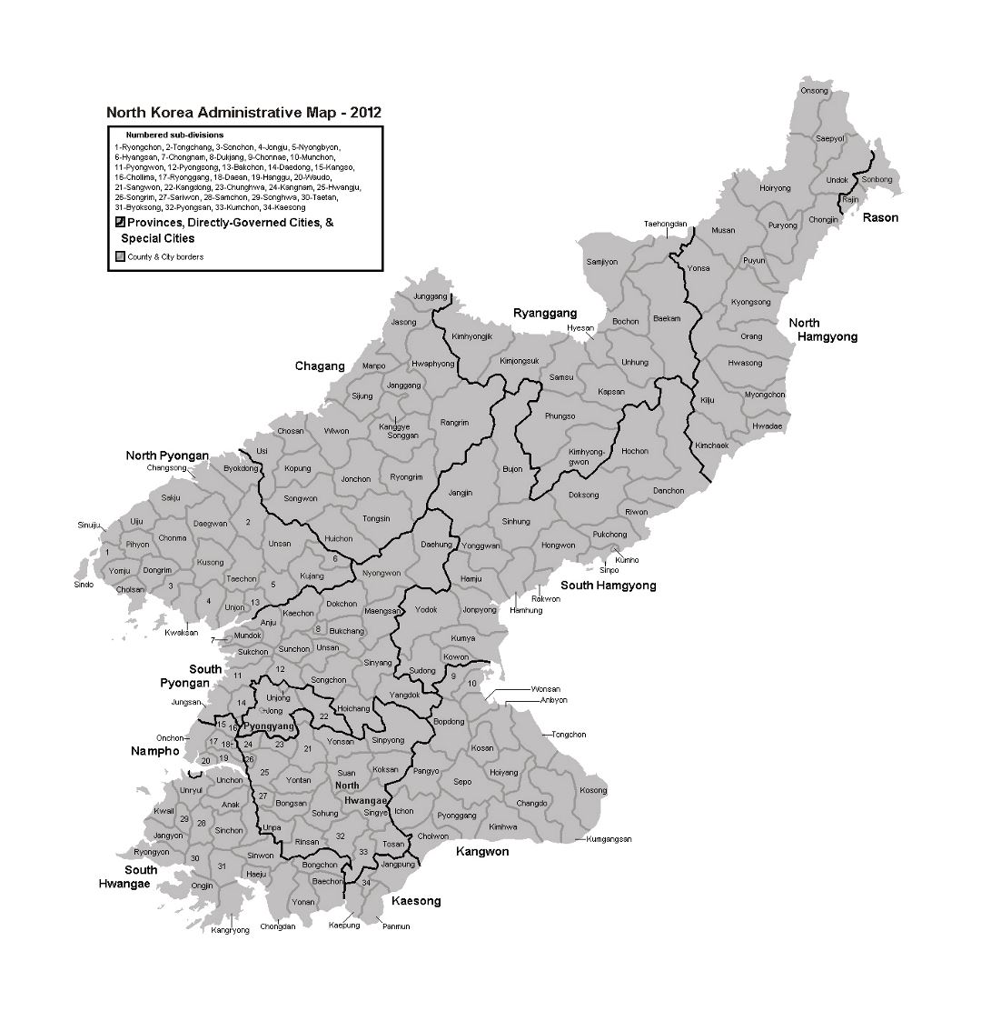 Administrative map of North Korea