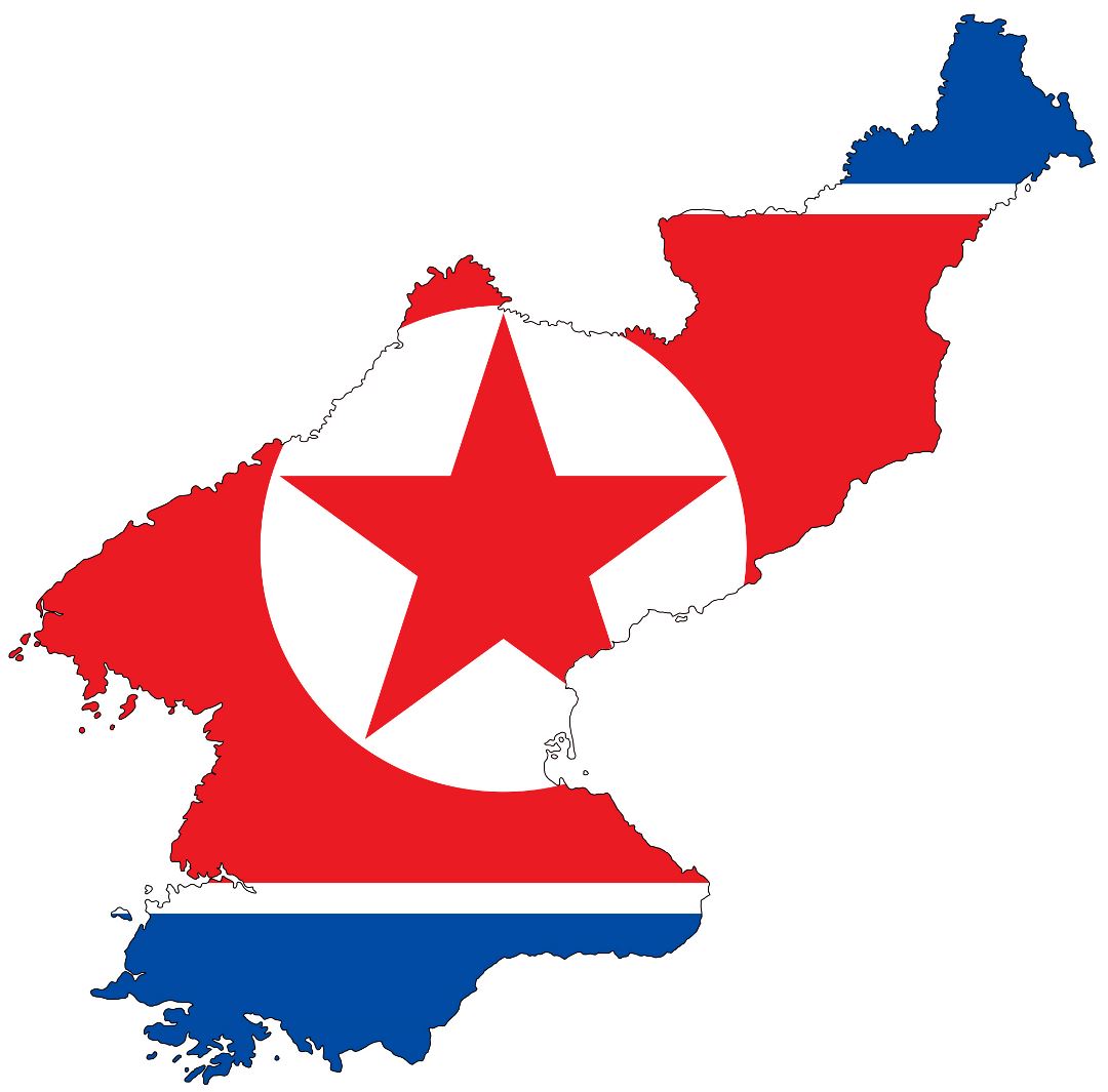Large flag map of North Korea