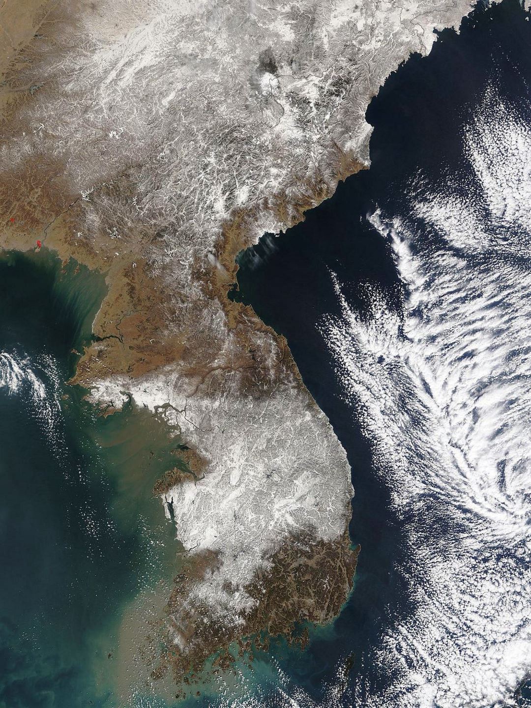 Large satellite map of Korean Peninsula