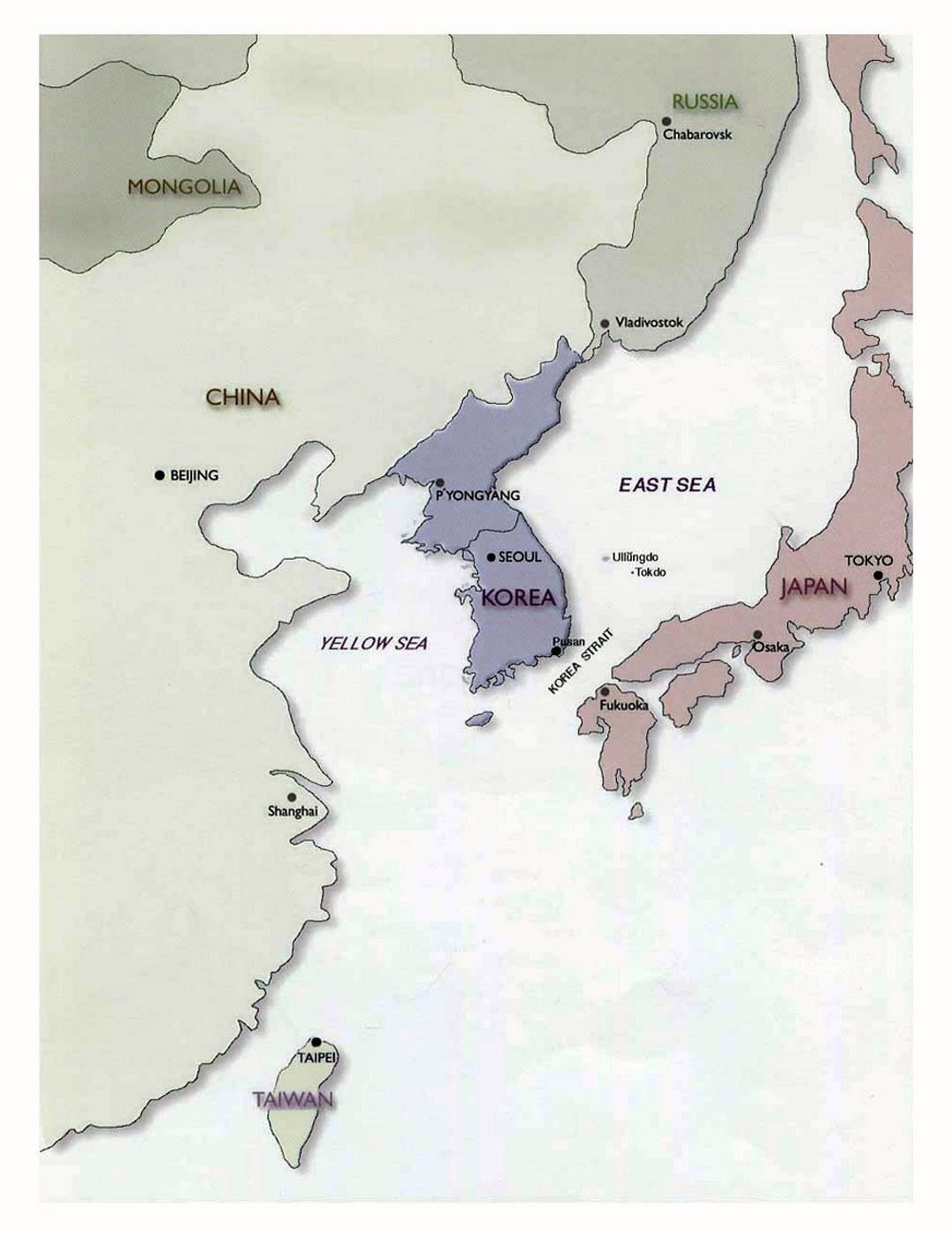 Political Map Of Korean Peninsula 2001 Small 