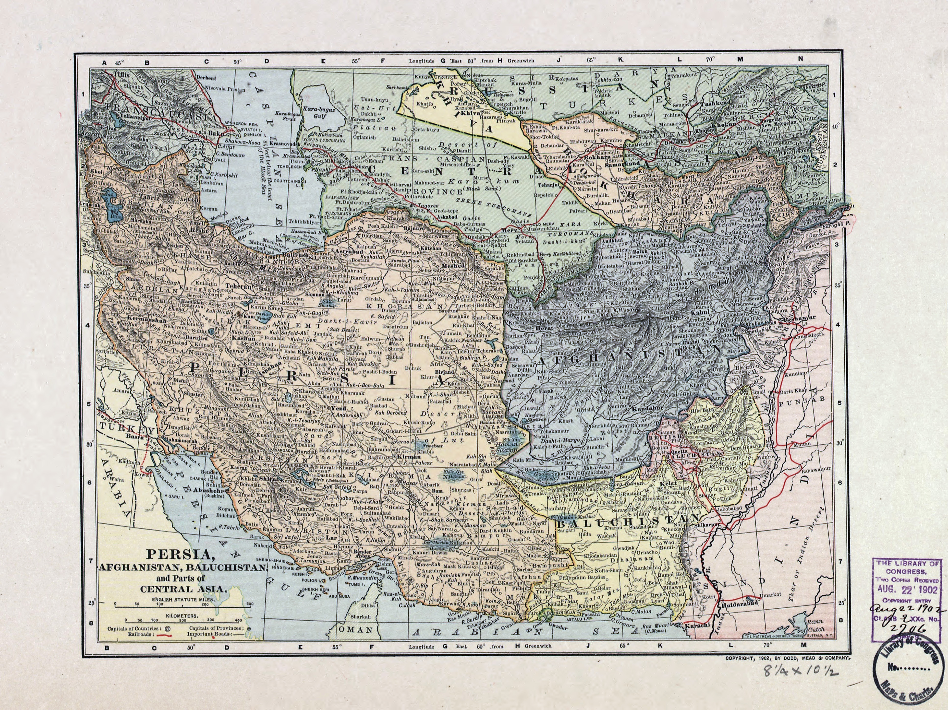 Large detailed old map of Persia, Afghanistan, Baluchistan ...