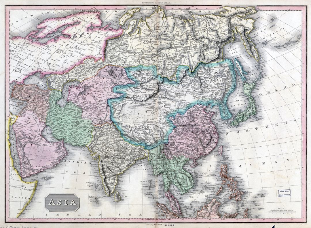 Large scale old map of Asia - 1818