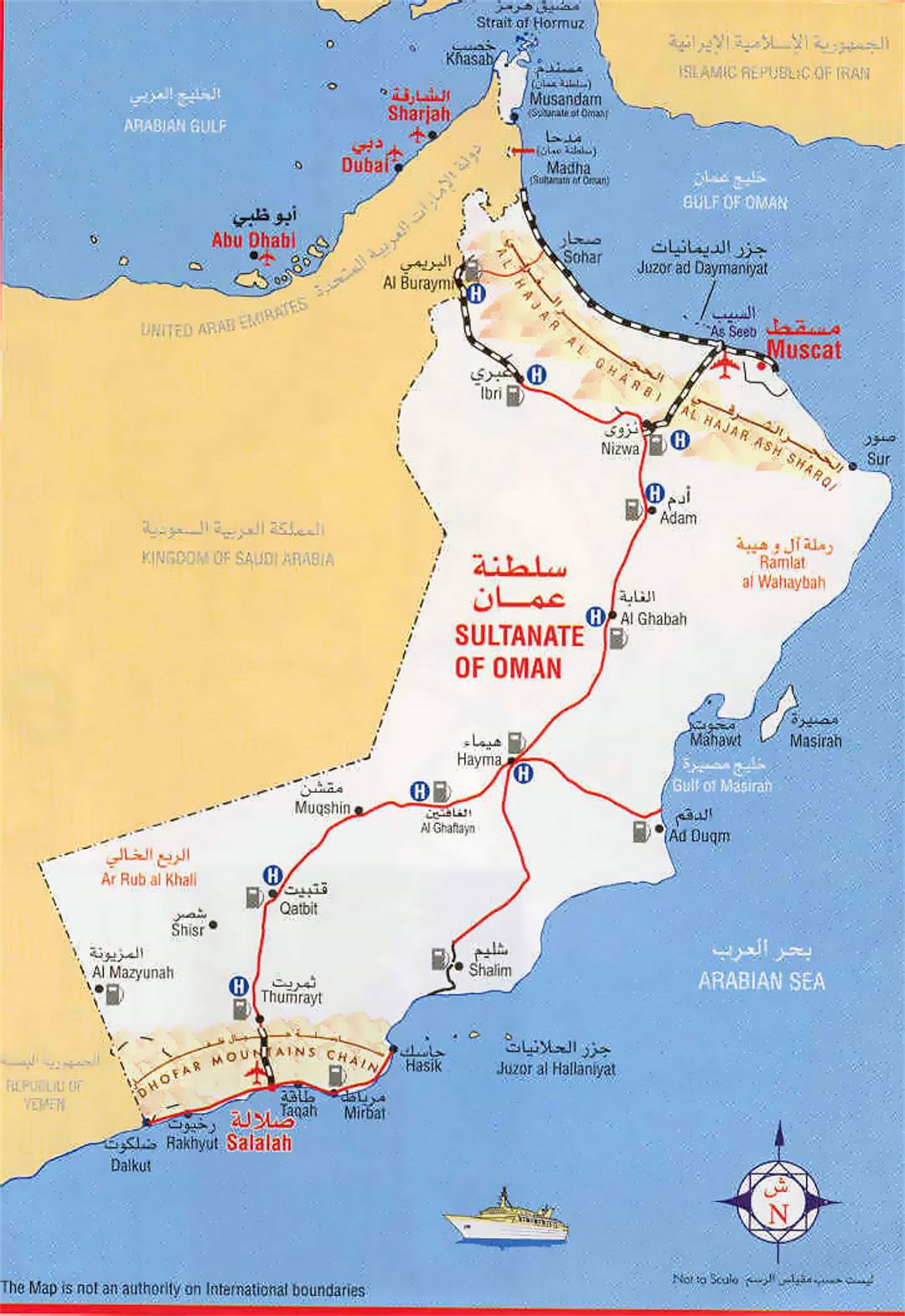 Detailed tourist map of Oman
