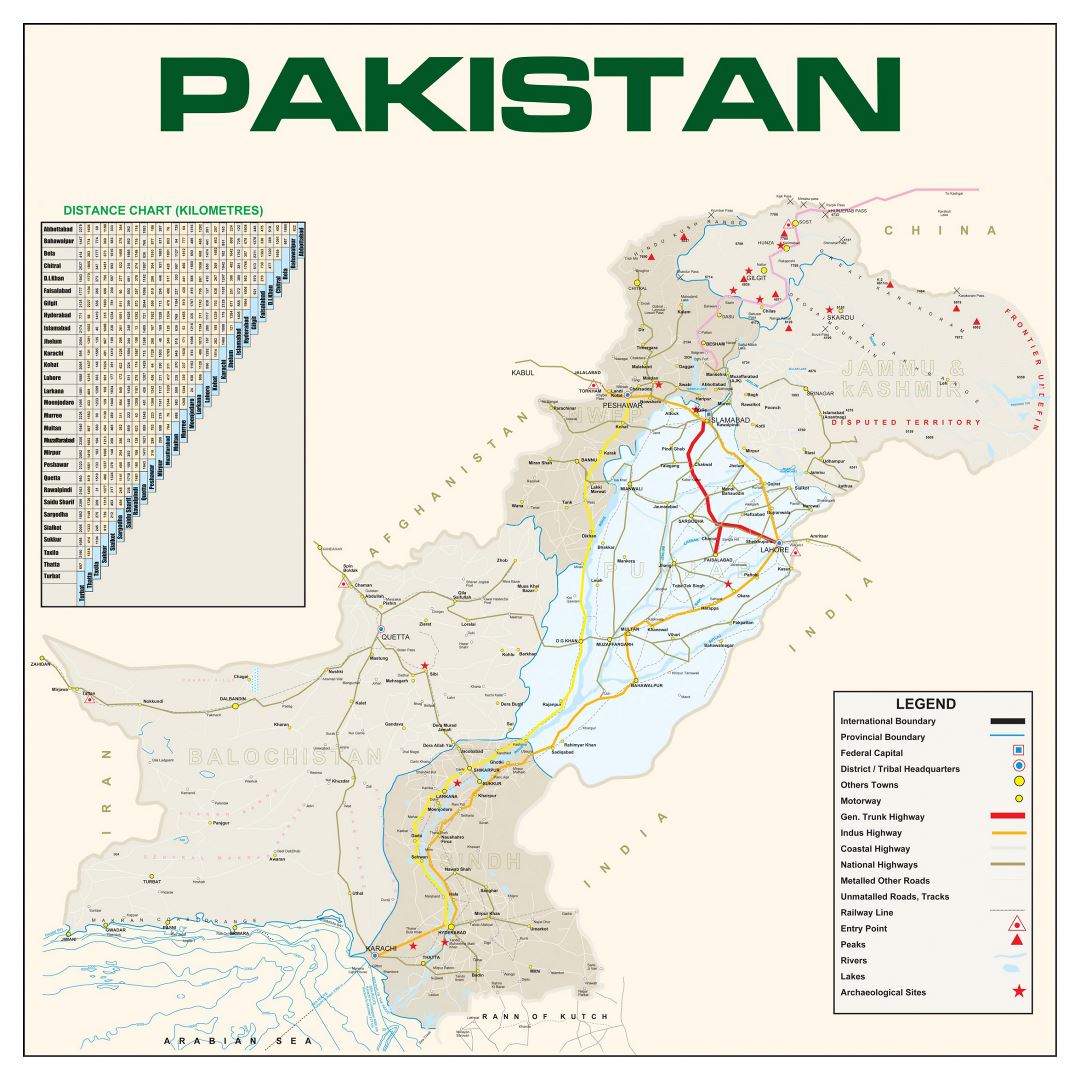 Large detailed map of Pakistan