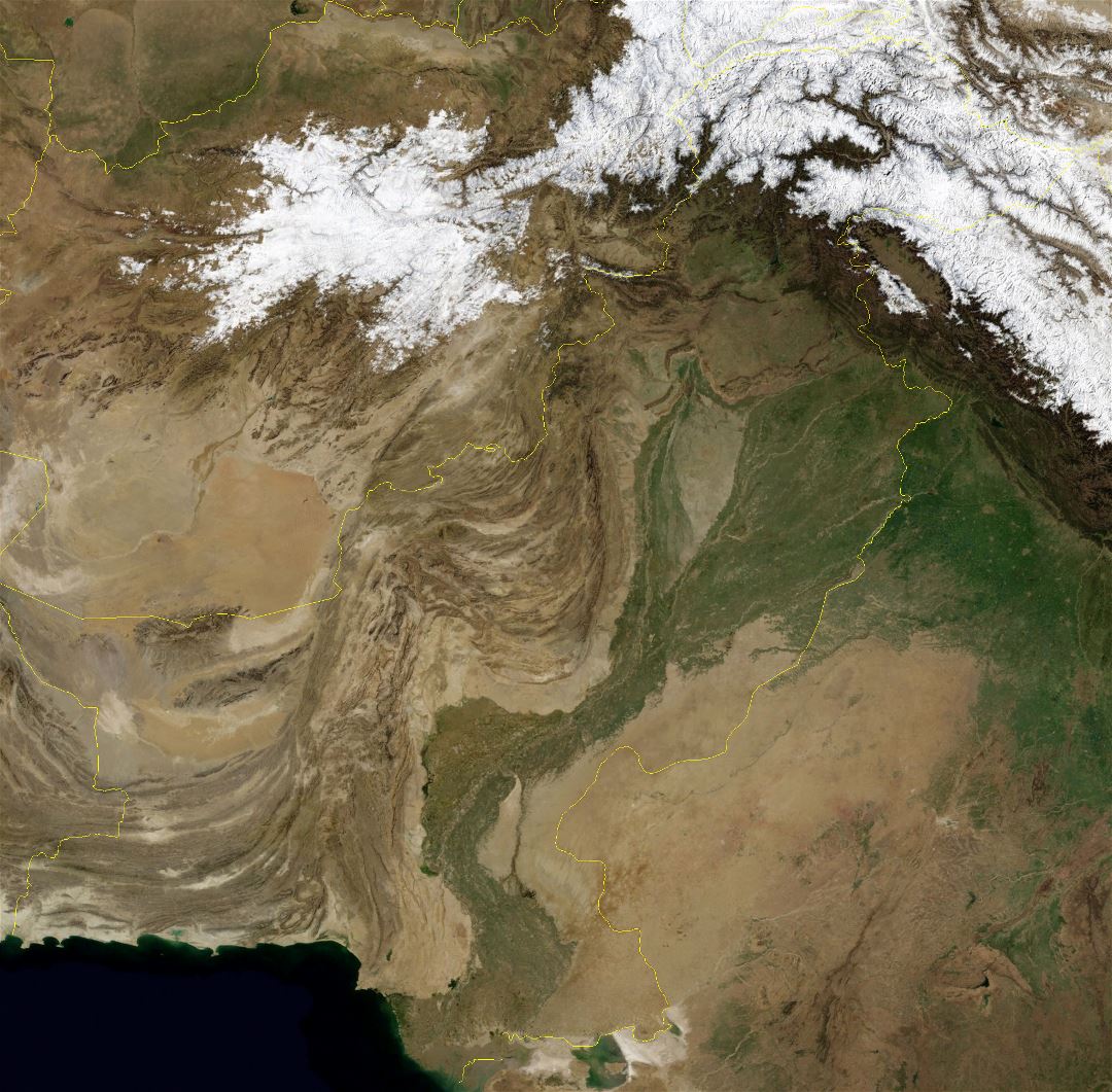 Large detailed satellite map of Pakistan
