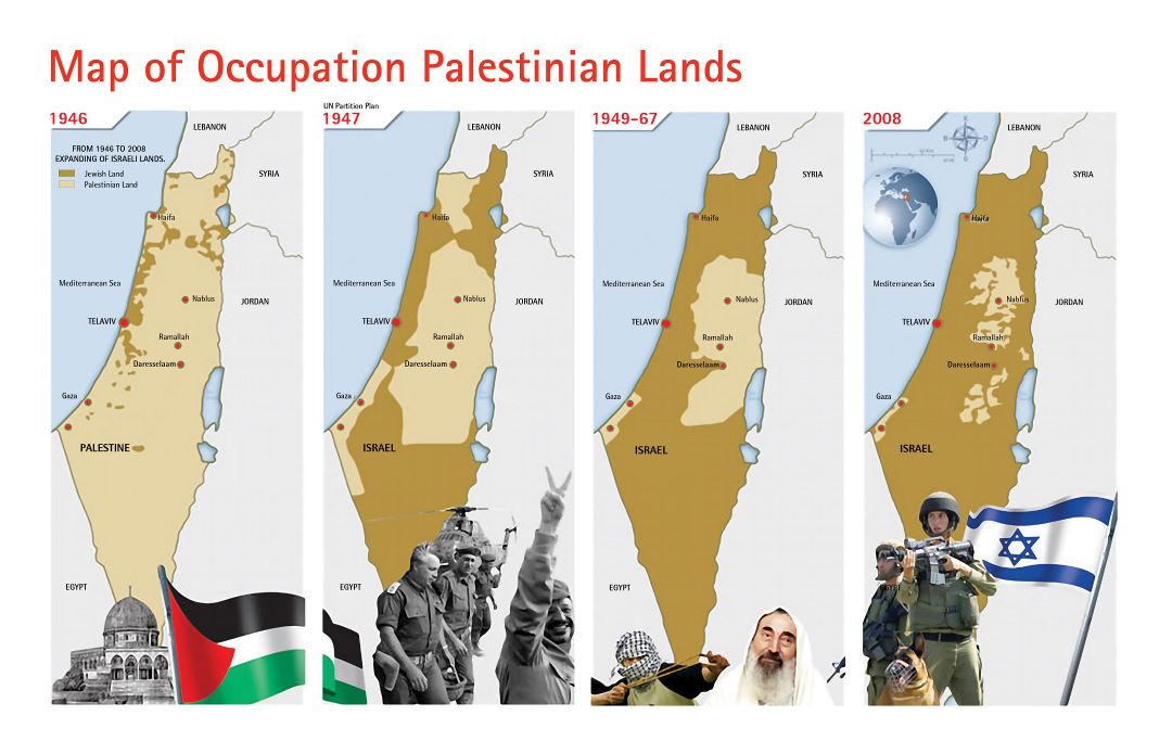 Large map of Occupation Palestinian Lands