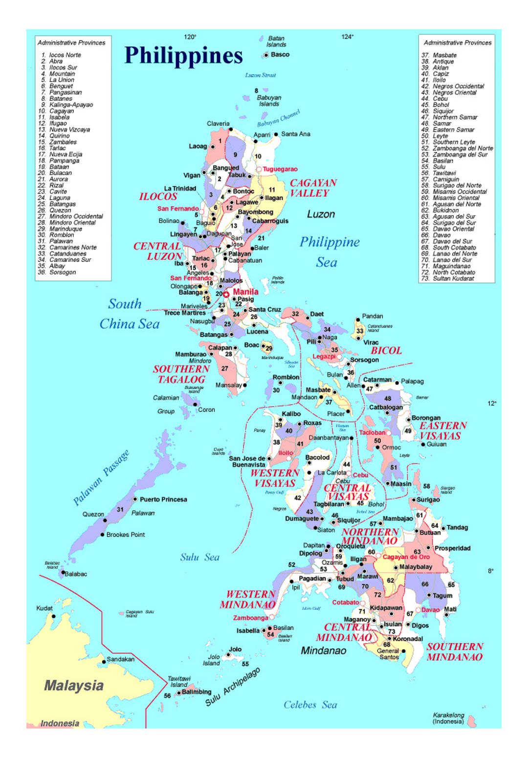administrative divisions map of philippines small