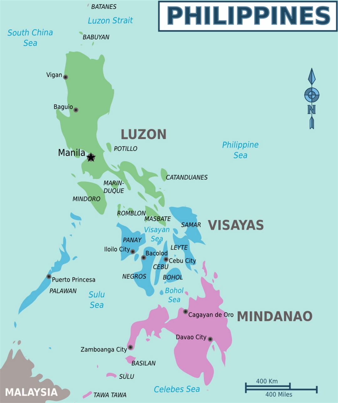 Detailed regions map of Philippines