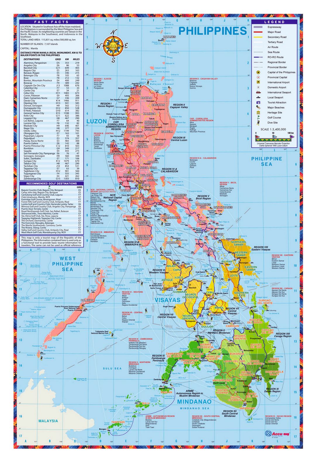 Detailed tourist map of Philippines