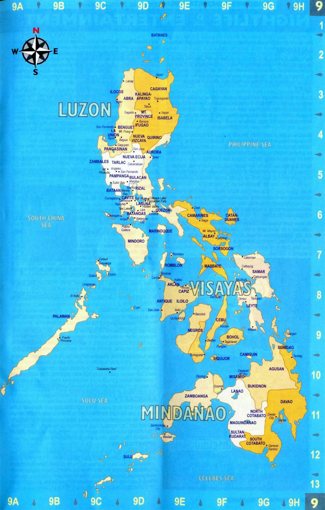 Large administrative map of Philippines with major cities