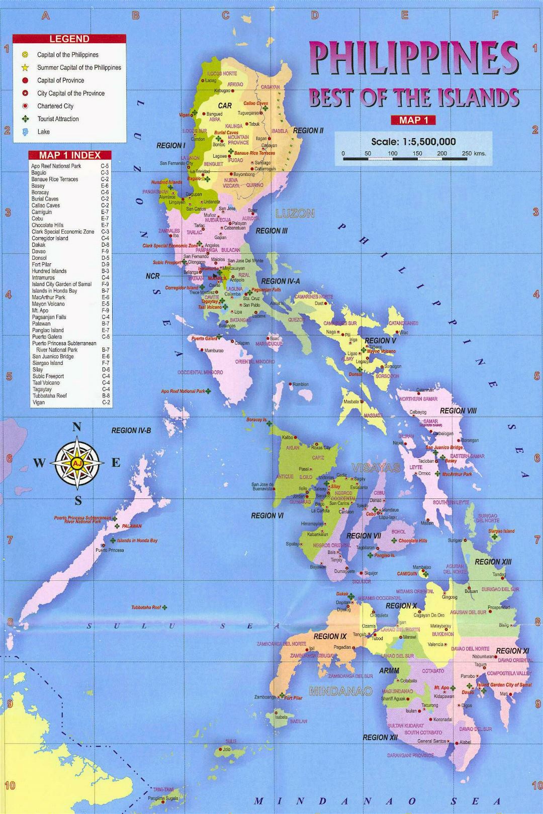Large political and administrative map of Philippines