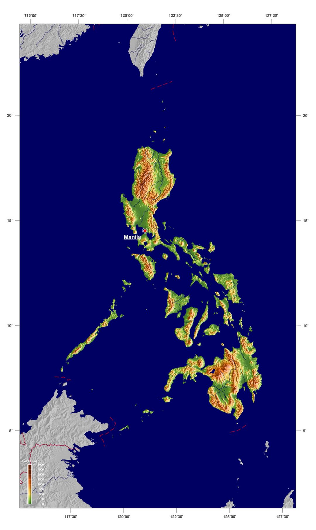 Large relief map of Philippines