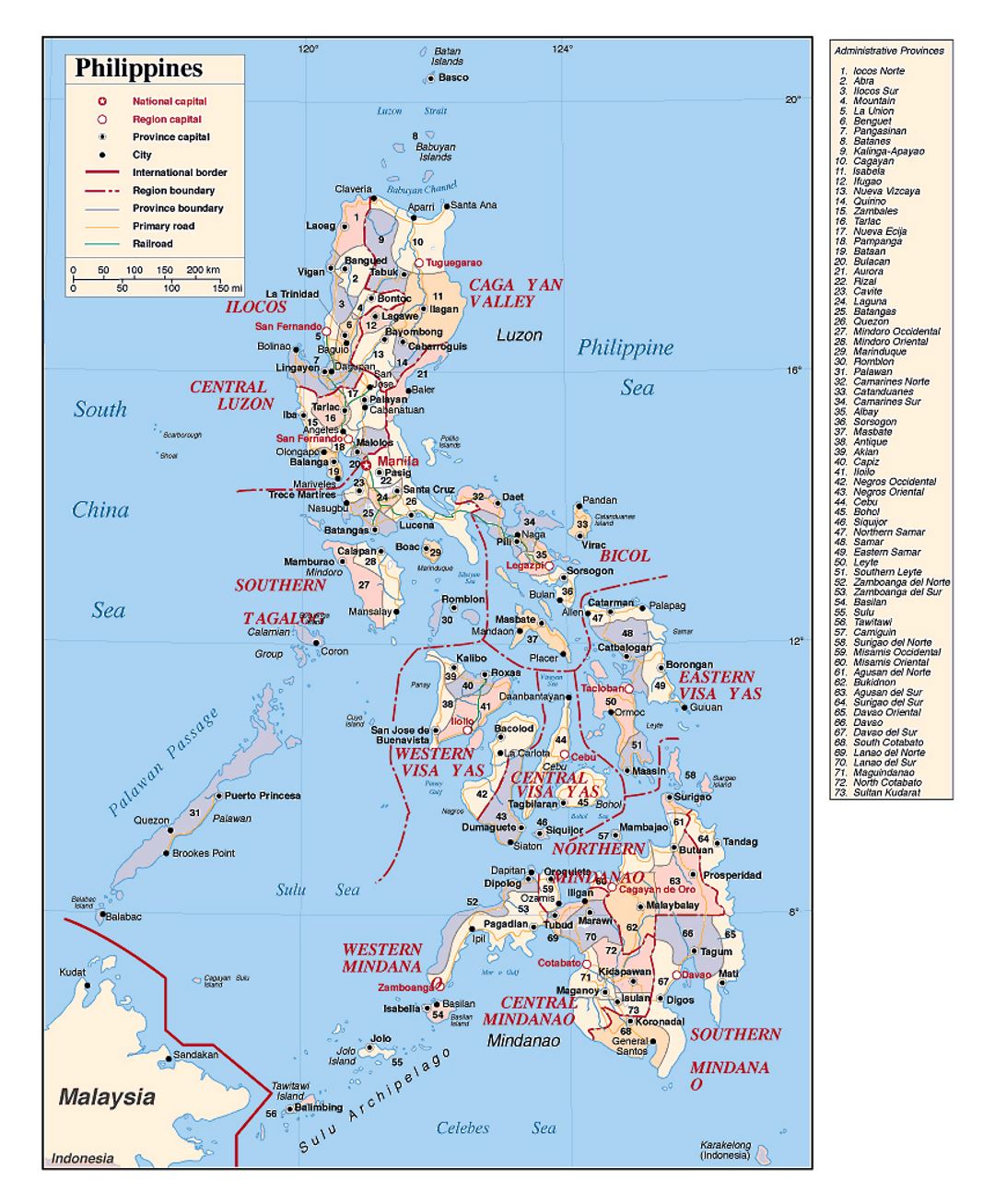 Political and administrative divisions map of Philippines