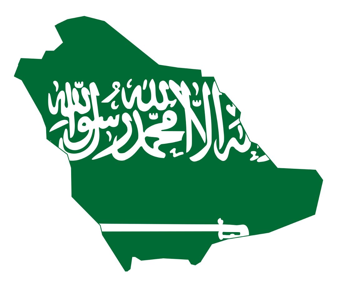 Large flag map of Saudi Arabia