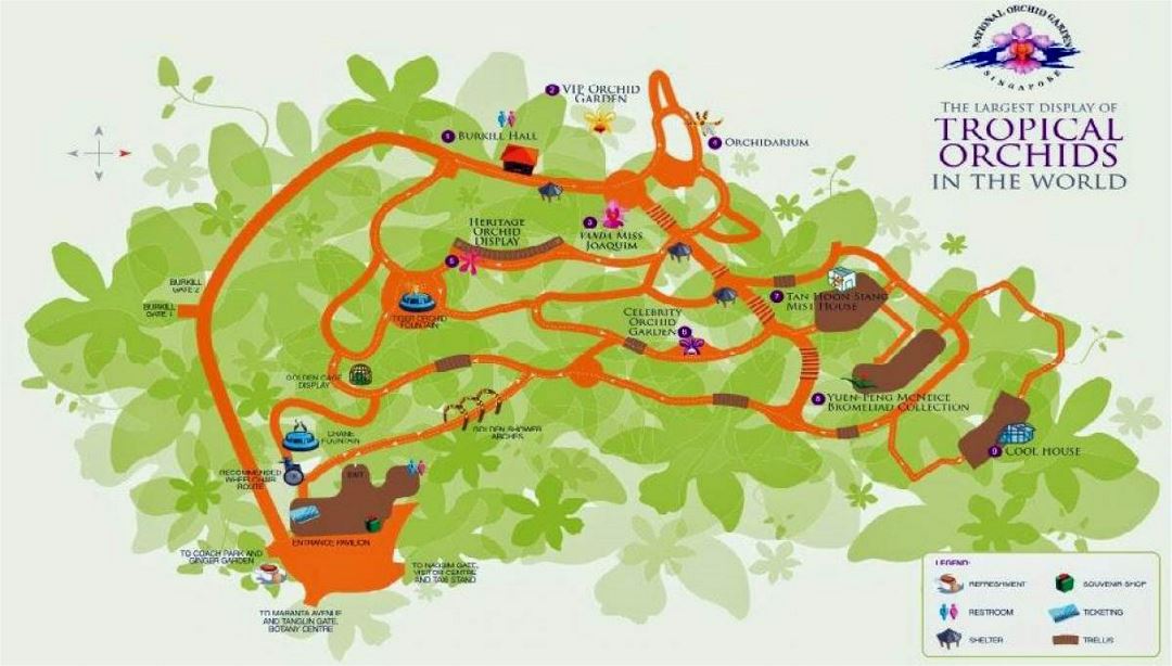 Detailed botanic garden map of Singapore