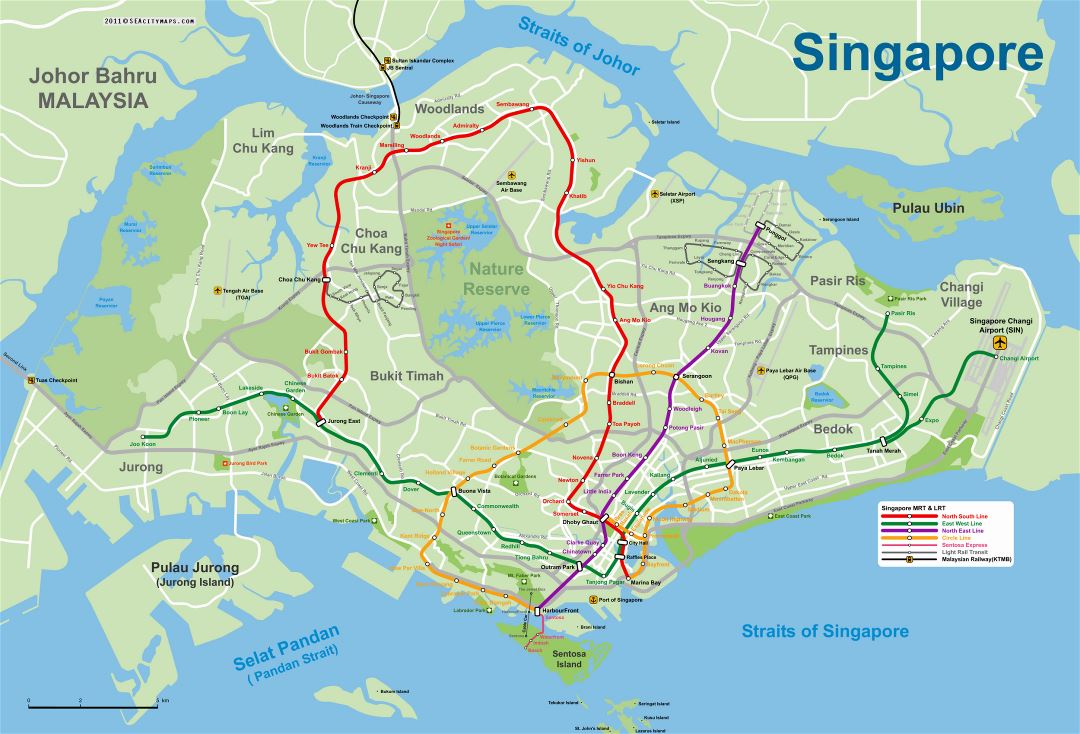 Large MRT and LRT map of Singapore