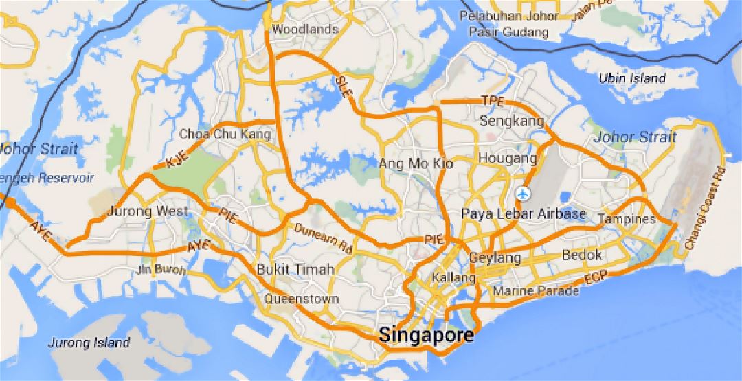 Road map of Singapore