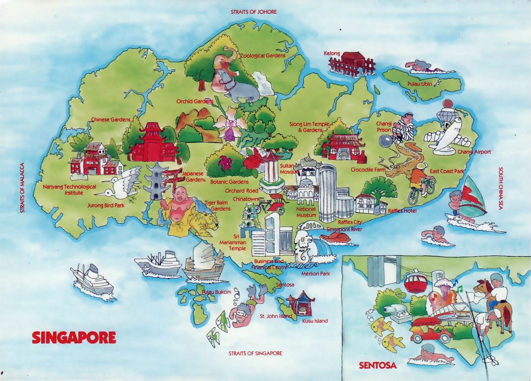 Travel illustrated map of Singapore