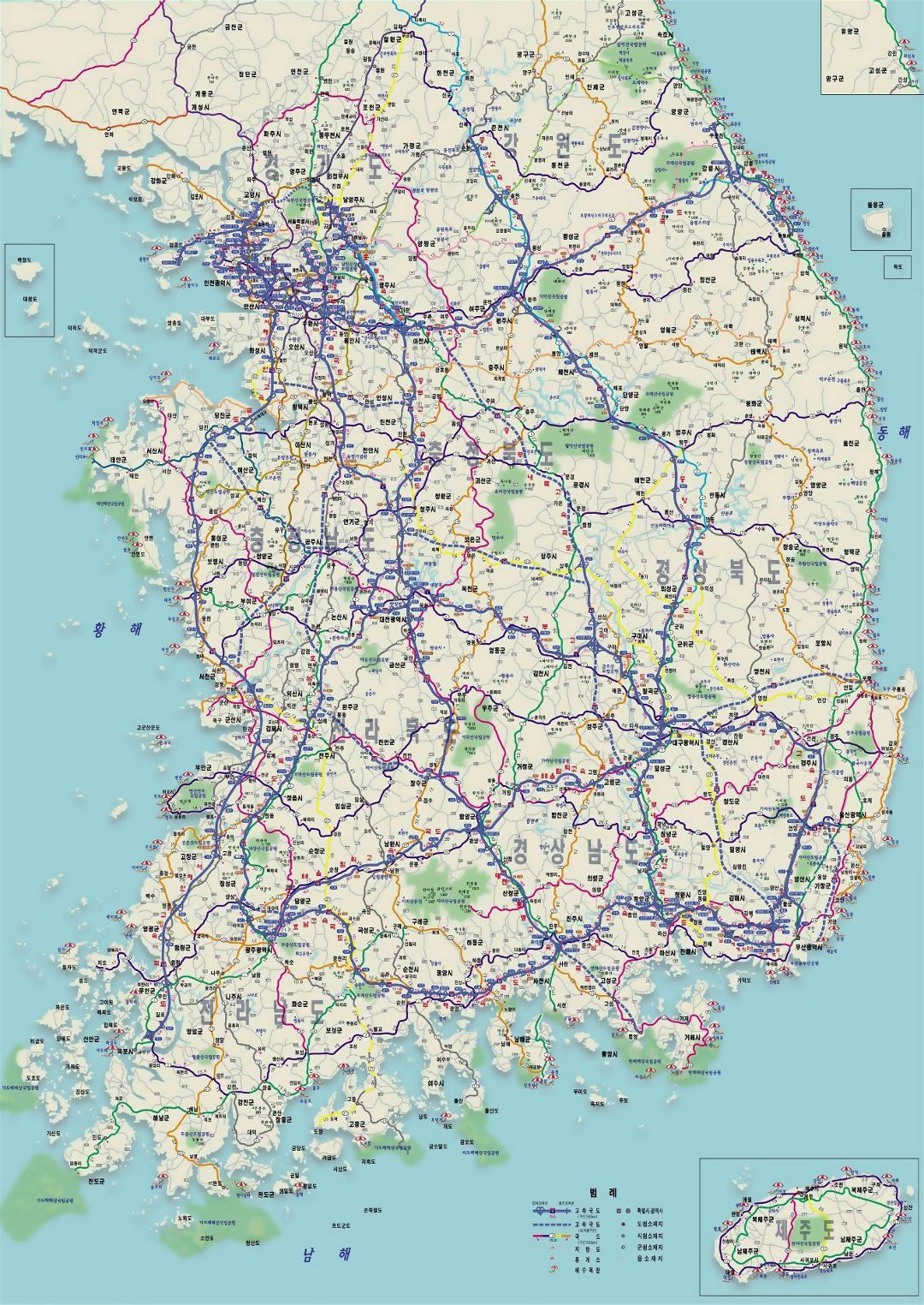 Detailed road map of South Korea