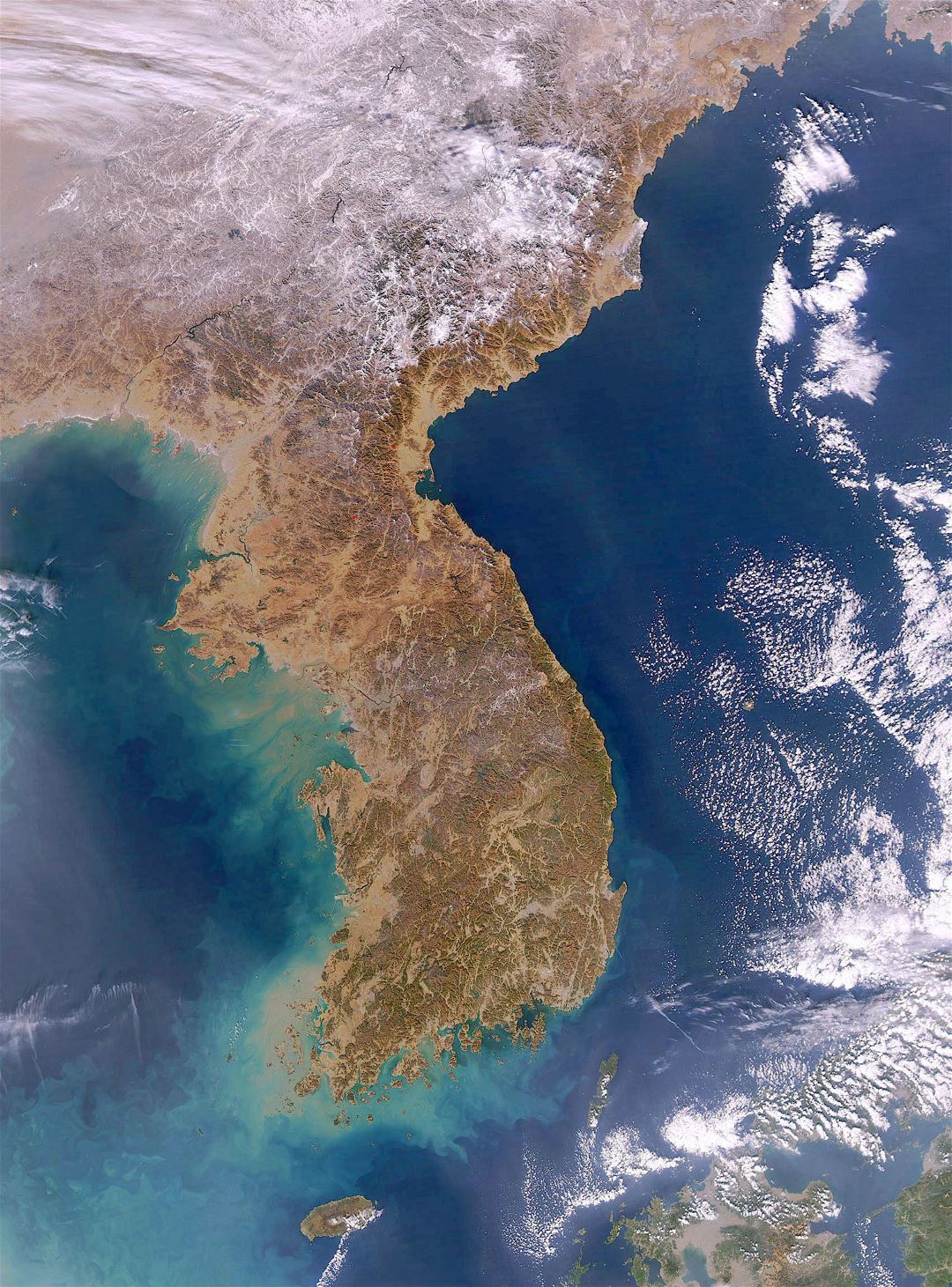 Large satellite map of Korean Peninsula