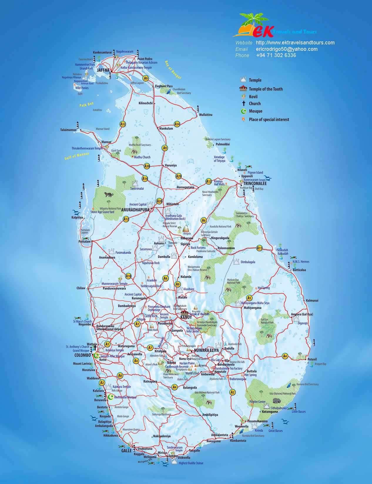 Large Tourist Map Of Sri Lanka With Other Marks 