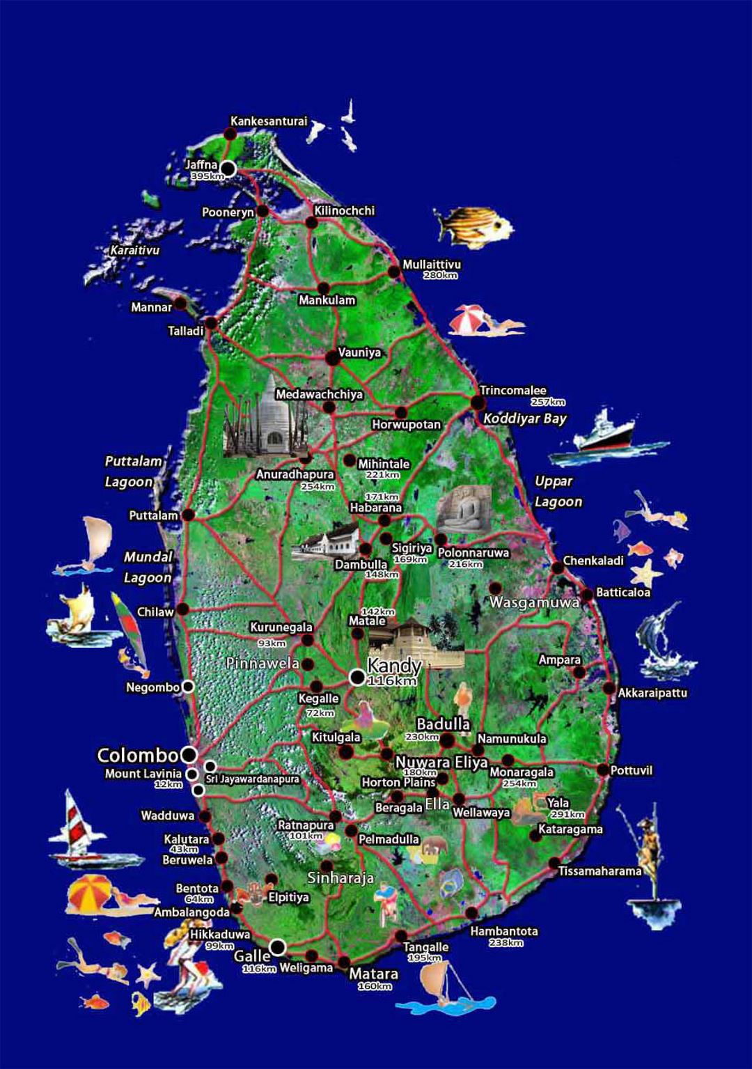 Travel map of Sri Lanka | Sri Lanka | Asia | Mapsland | Maps of the World