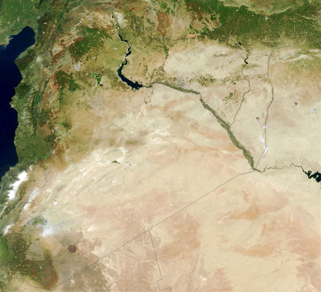 Large detailed satellite map of Syria