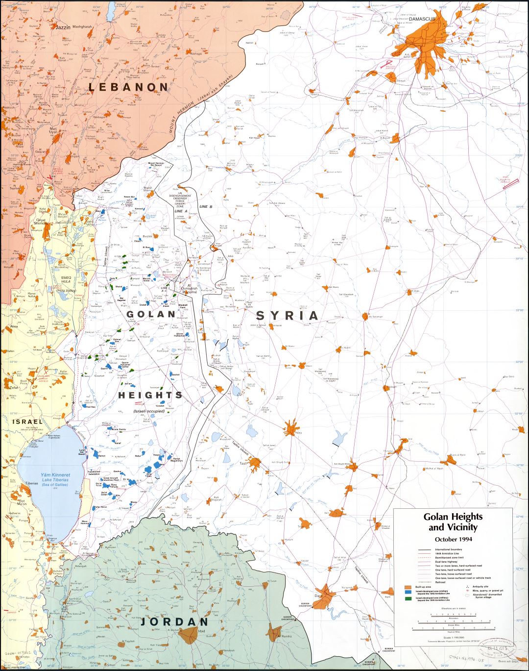 Large scale map of the Golan Heights and vicinity with other marks - 1994