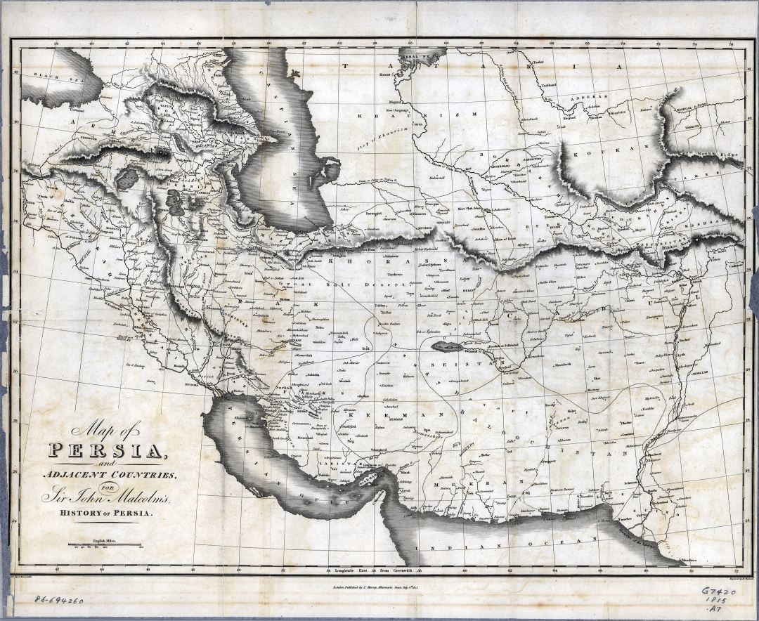 Large scale old map of Persia and adjacent countries - 1815