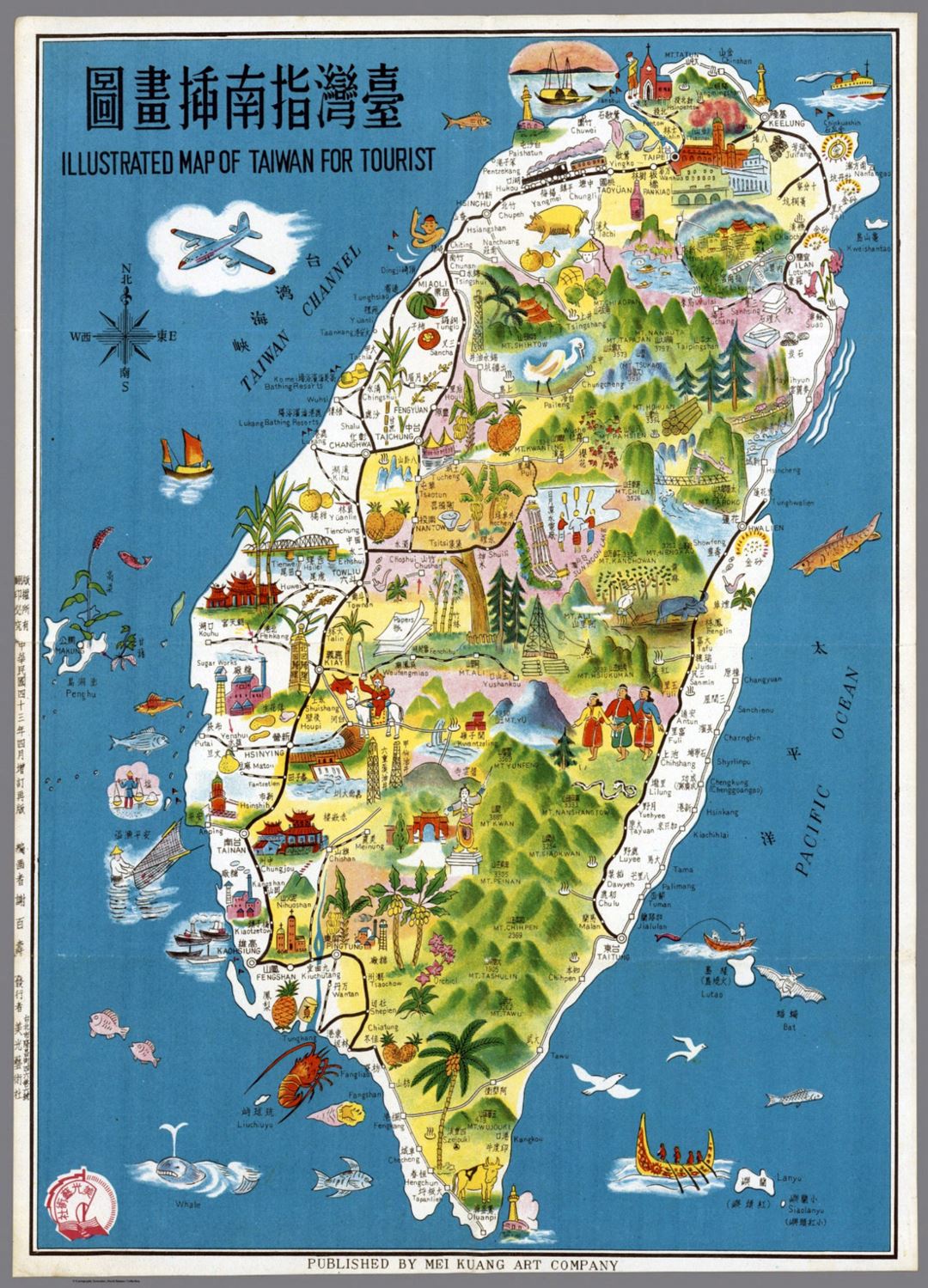 Detaield tourist illustrated map of Taiwan