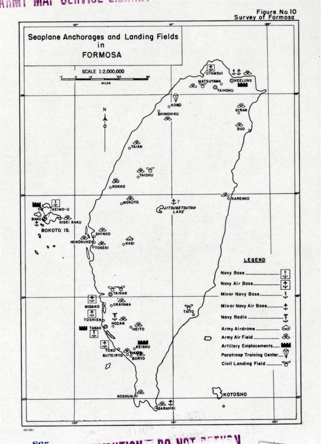 Large detailed map of Seaplane Anchorages and Landing Fields in Formosa - 195x