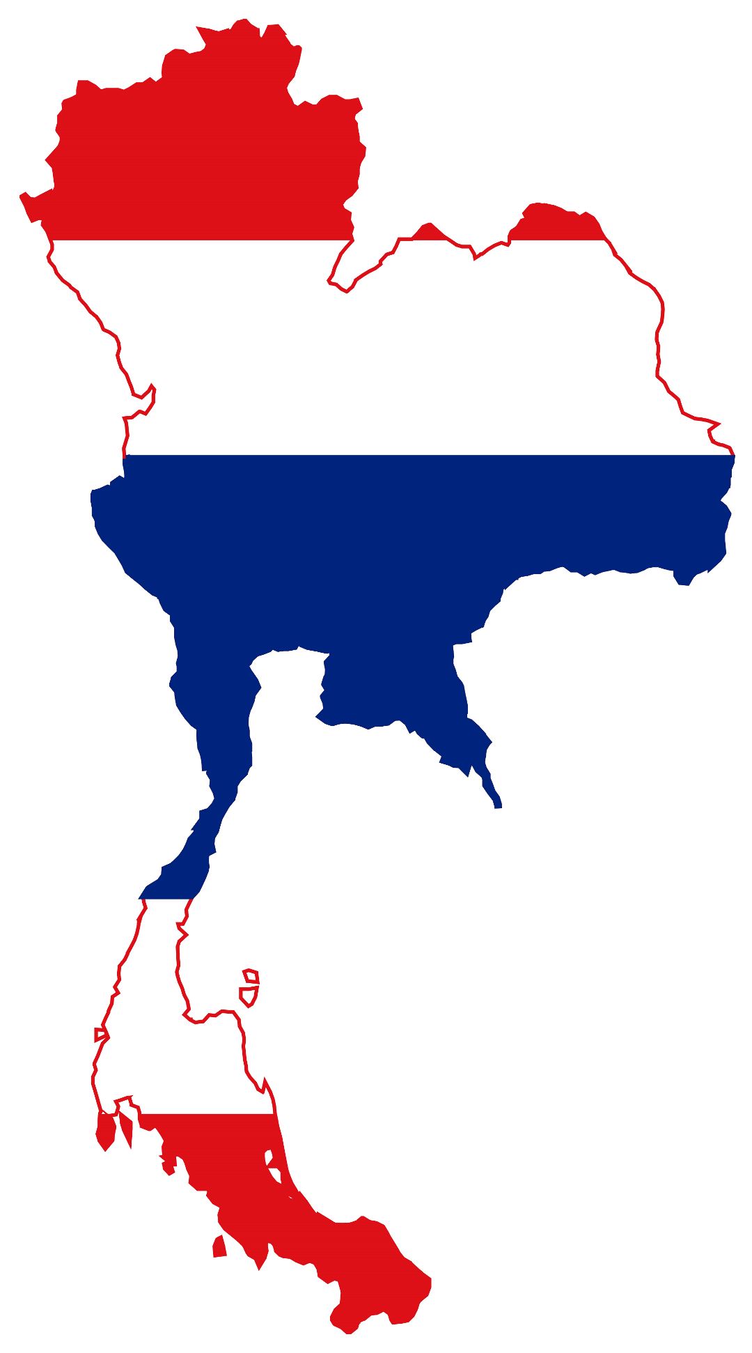 Large flag map of Thailand