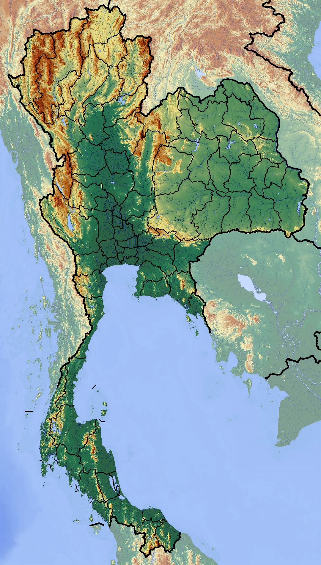 Large relief map of Thailand